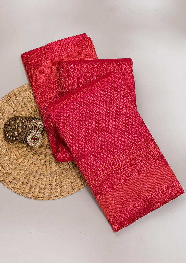 Red Zariwork Pure Silk Saree-Koskii