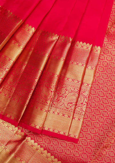 Red Gold Zariwork Pure Silk Saree