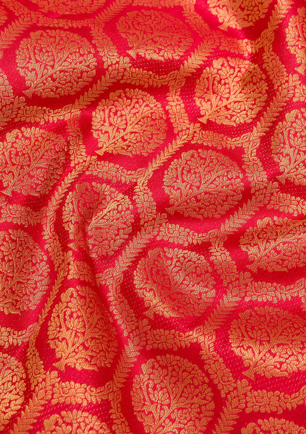Red Zariwork Pure Silk Saree-Koskii