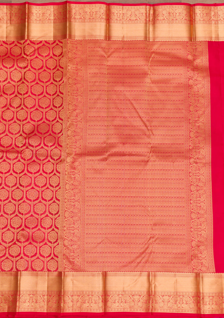 Red Zariwork Pure Silk Saree-Koskii