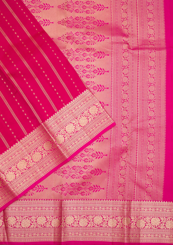 Rani Pink Zariwork Pure Silk Saree