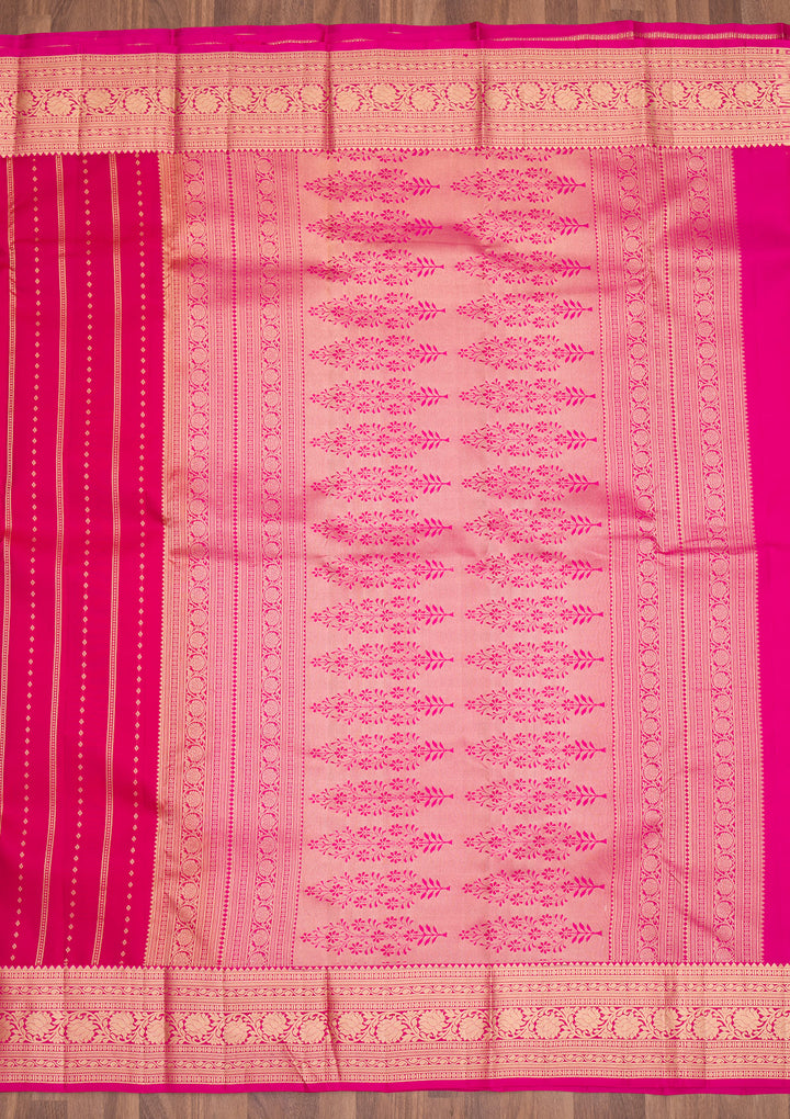 Rani Pink Zariwork Pure Silk Saree