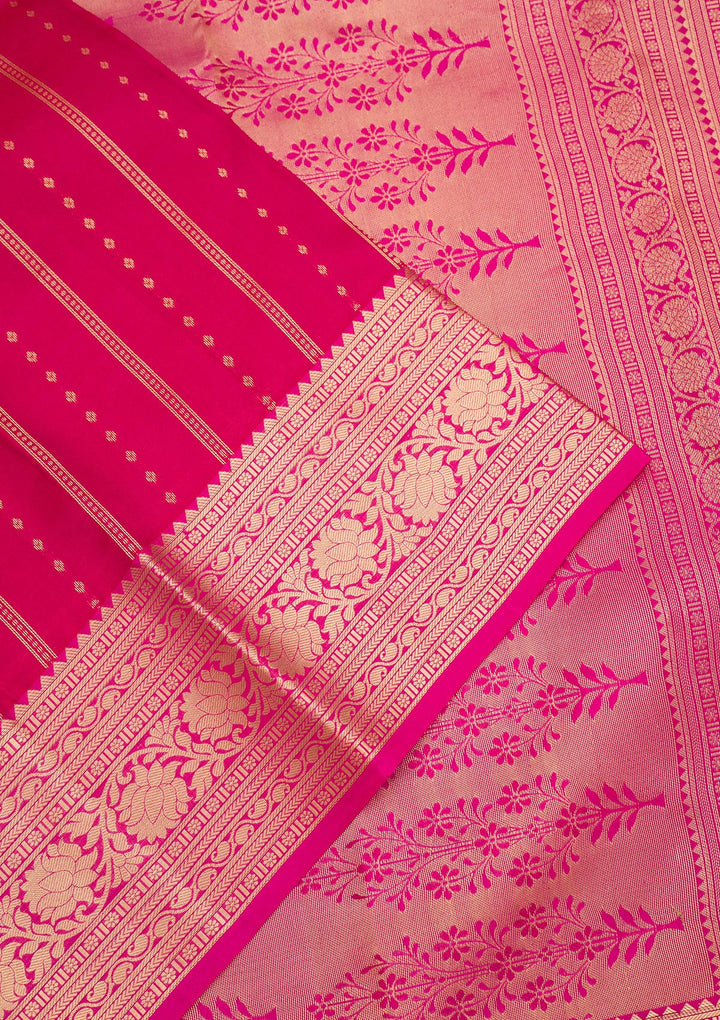 Rani Pink Zariwork Pure Silk Saree