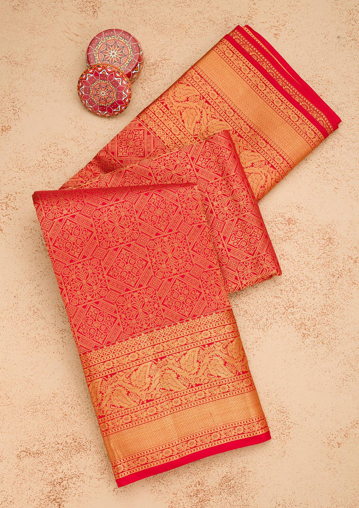 Red Zariwork Pure Silk Saree
