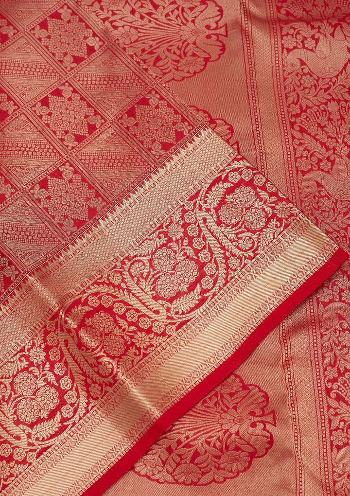 Red Zariwork Pure Silk Saree