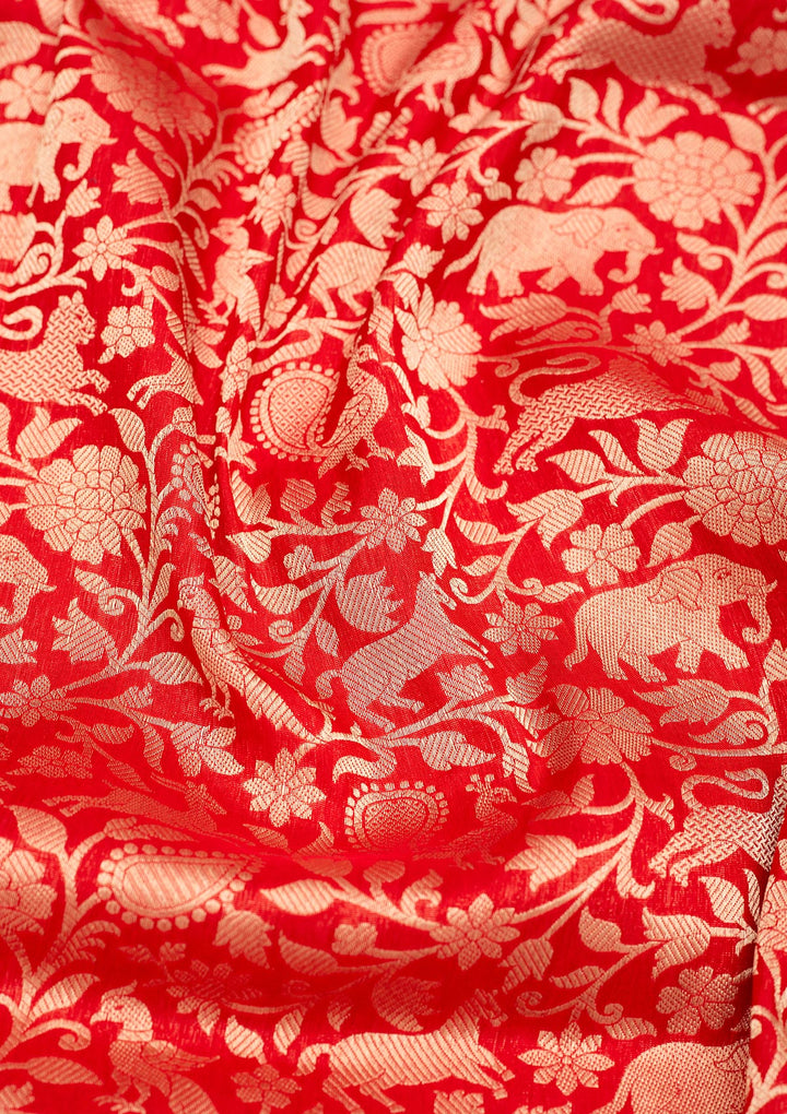 Red Zariwork Pure Silk Saree
