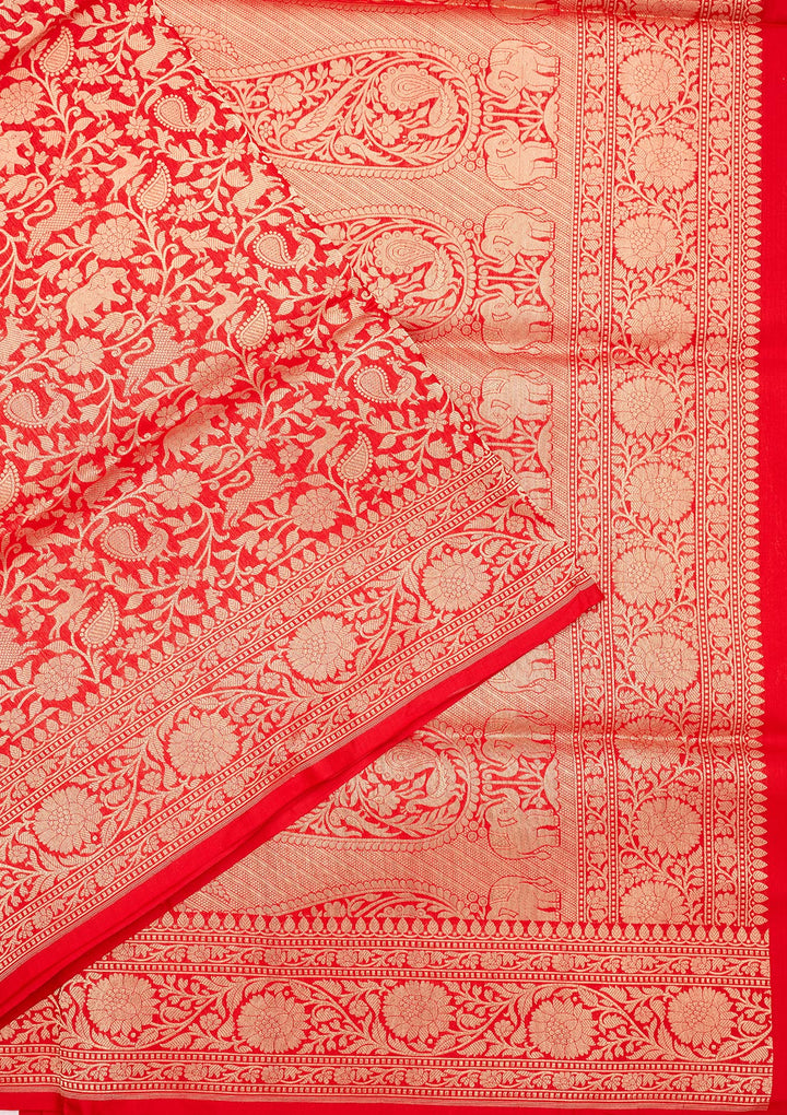 Red Zariwork Pure Silk Saree