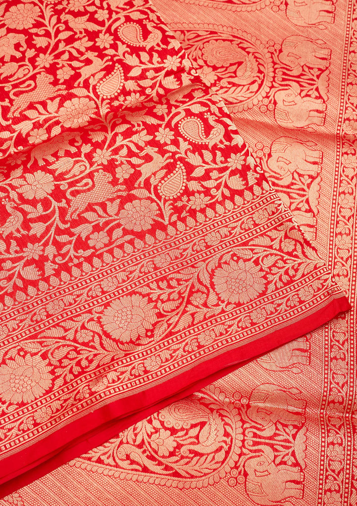 Red Zariwork Pure Silk Saree