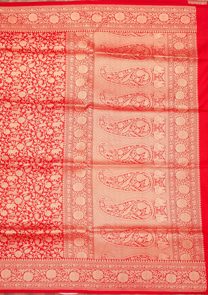 Red Zariwork Pure Silk Saree