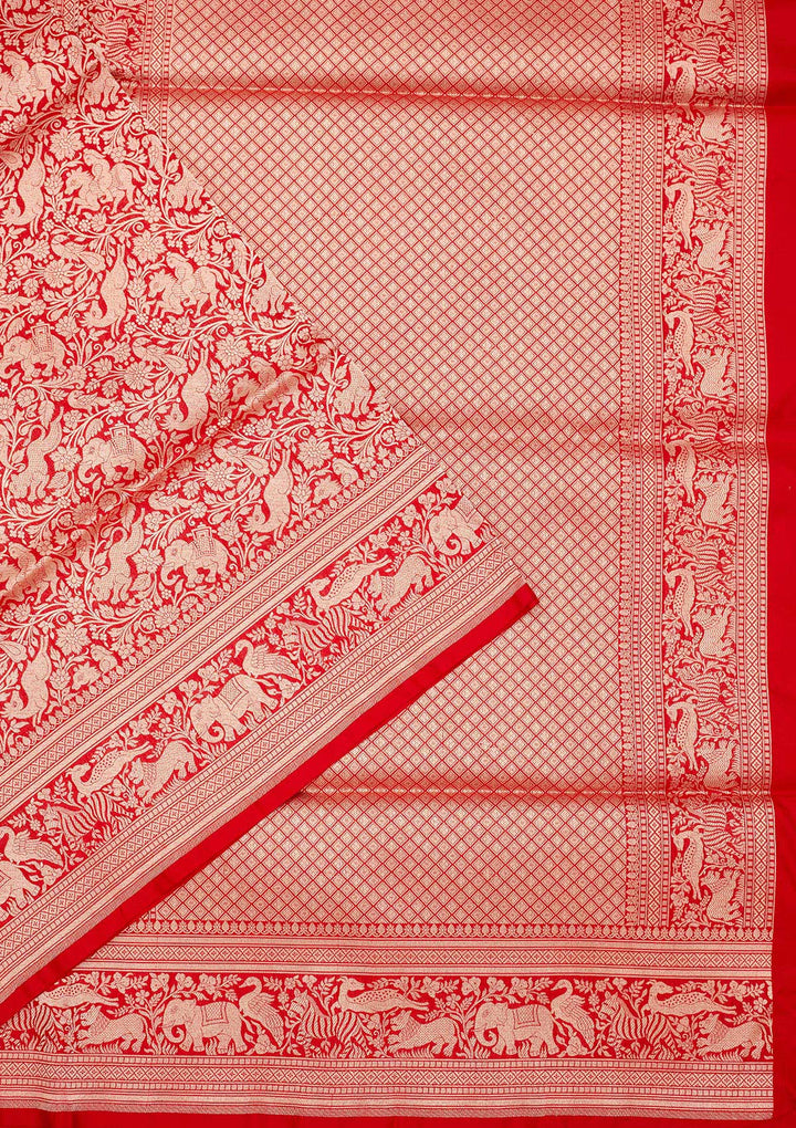 Red Zariwork Pure Silk Saree