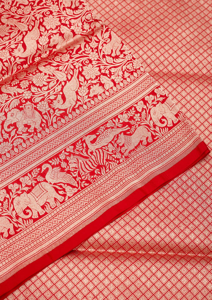 Red Zariwork Pure Silk Saree