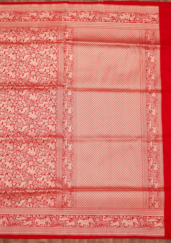 Red Zariwork Pure Silk Saree