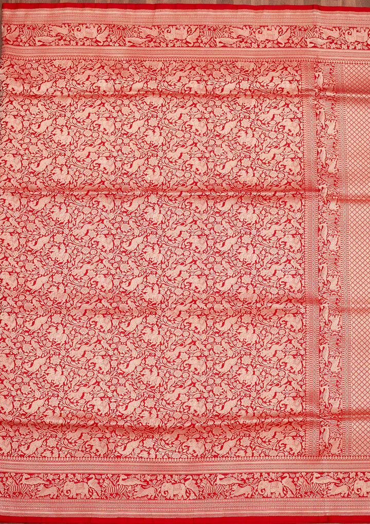 Red Zariwork Pure Silk Saree