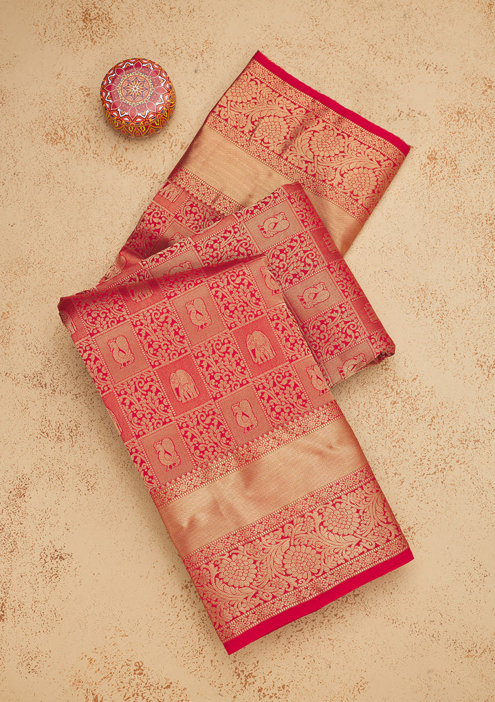 Red Zariwork Pure Silk Saree