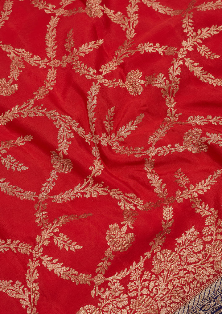 Red Zariwork Pure Silk Saree