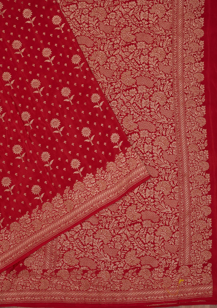 Red Zariwork Pure Silk Saree