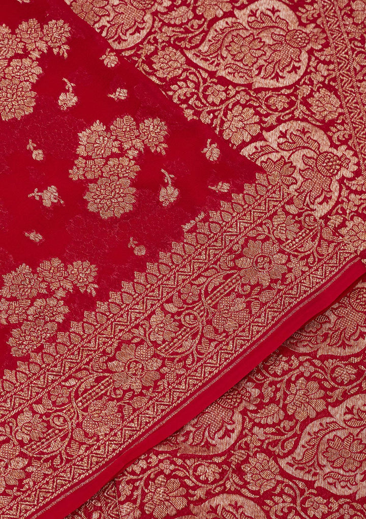 Red Zariwork Pure Silk Saree