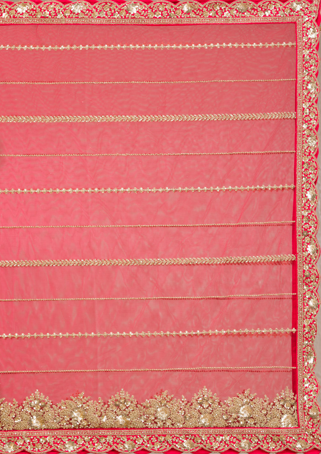 Red Zariwork Raw Silk Readymade Lehenga