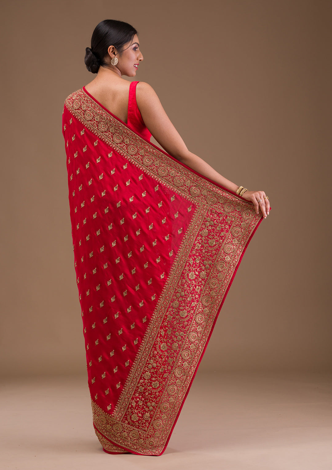 Red Zariwork Raw Silk Saree