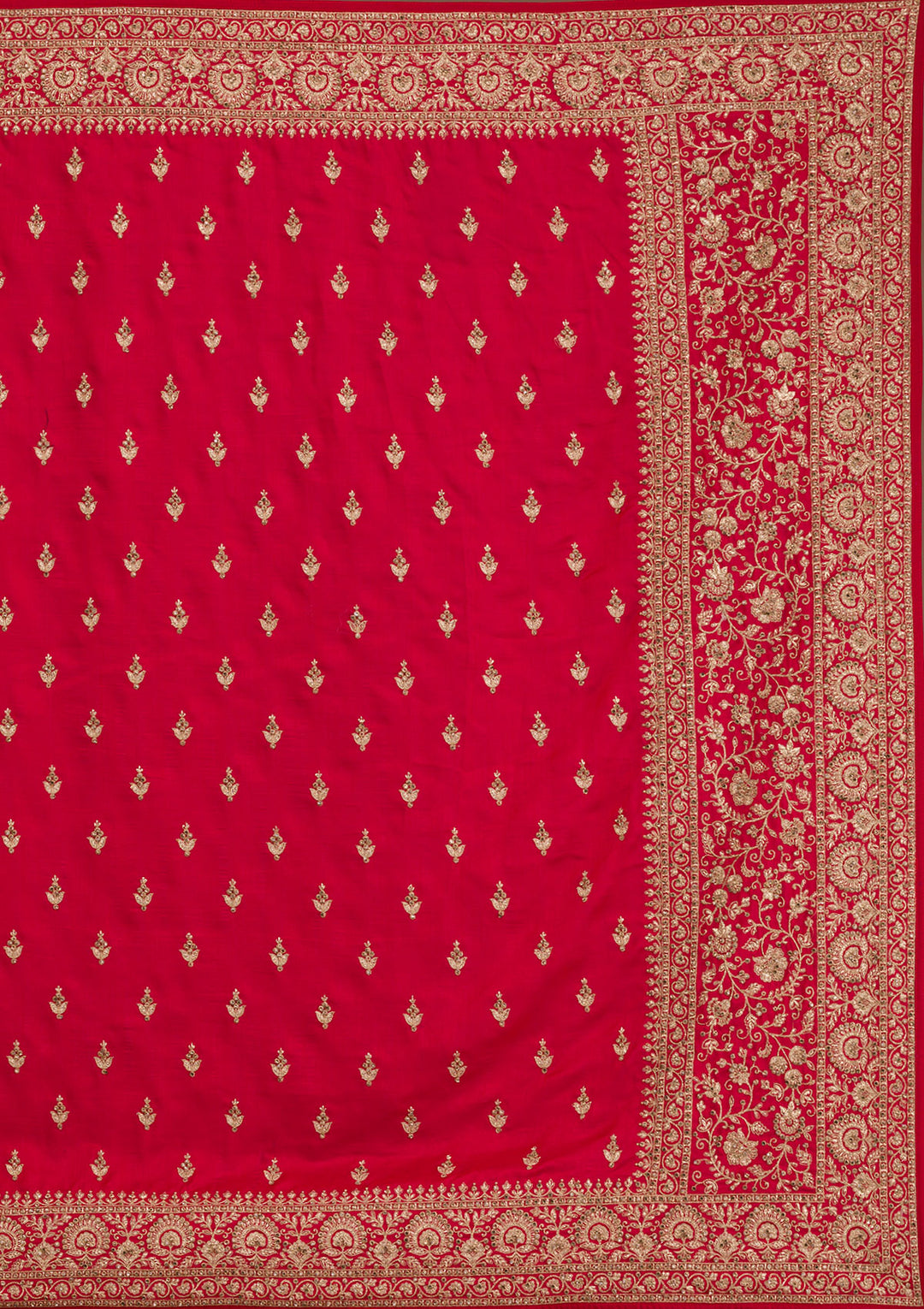 Red Zariwork Raw Silk Saree