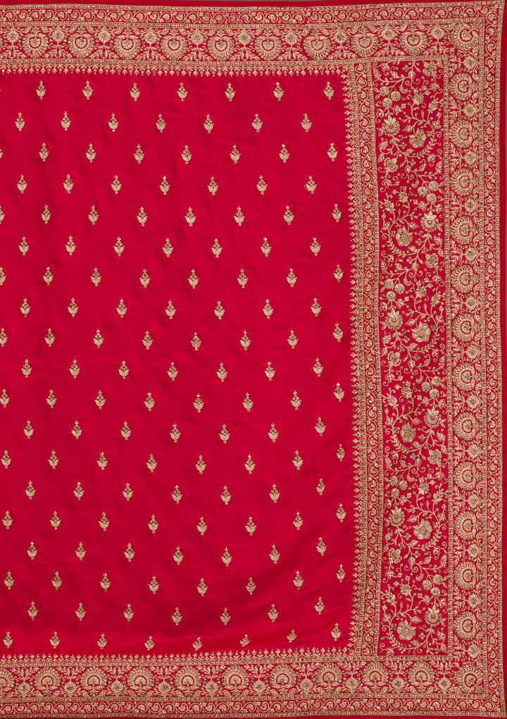Red Zariwork Raw Silk Saree