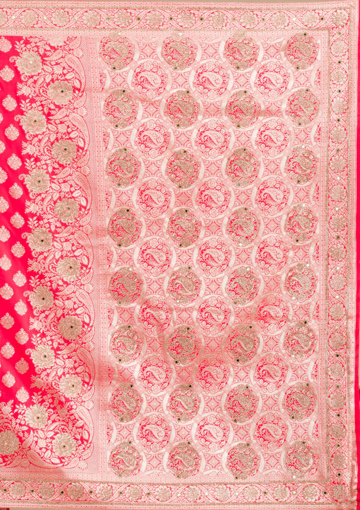 Red Zariwork Raw Silk Saree