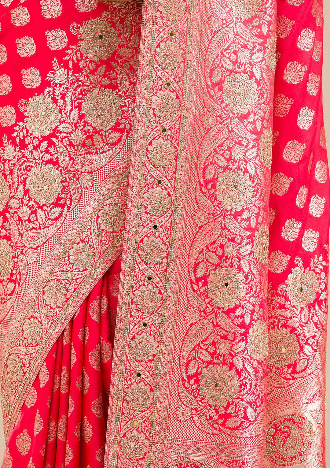 Red Zariwork Raw Silk Saree