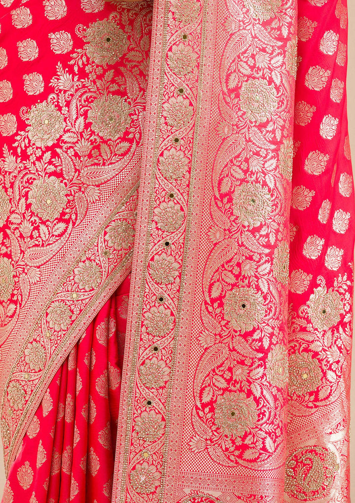 Red Zariwork Raw Silk Saree