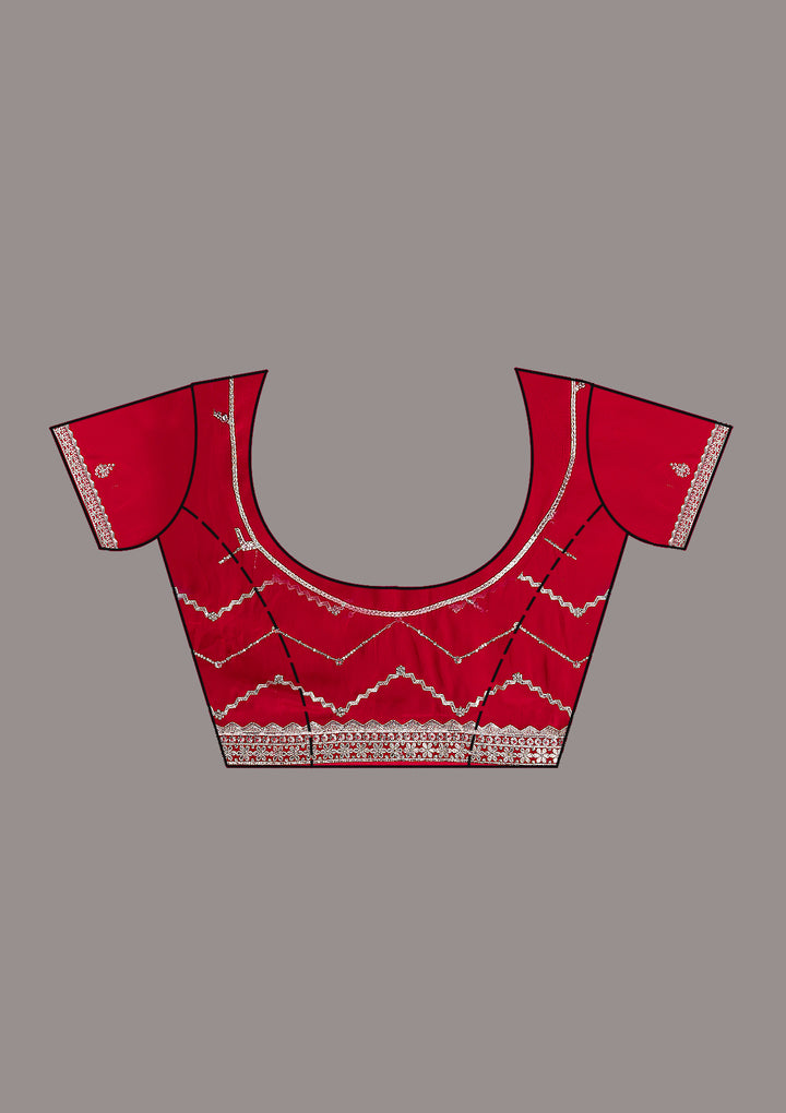 Red Zariwork Satin Saree