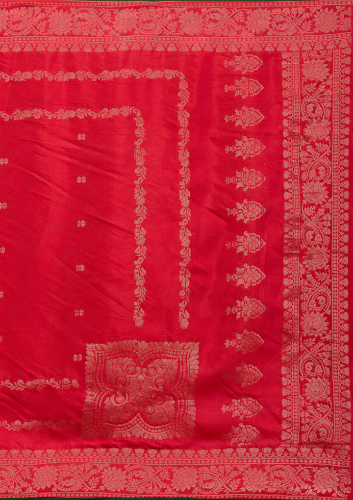 Red Zariwork Semi Crepe Readymade Salwar Suit