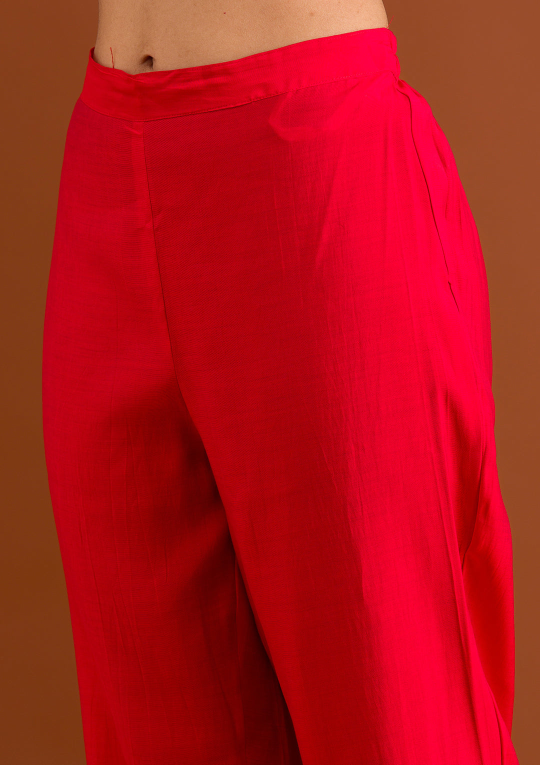 Red Zariwork Semi Crepe Readymade Salwar Suit