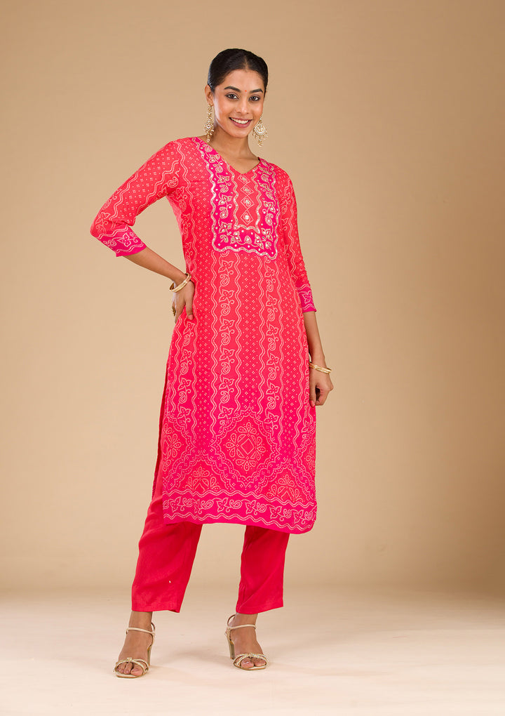 Red Zariwork Semi Crepe Readymade Salwar Suit