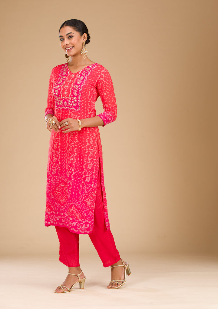 Red Zariwork Semi Crepe Readymade Salwar Suit