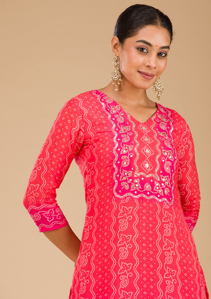 Red Zariwork Semi Crepe Readymade Salwar Suit