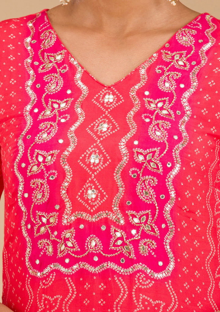 Red Zariwork Semi Crepe Readymade Salwar Suit