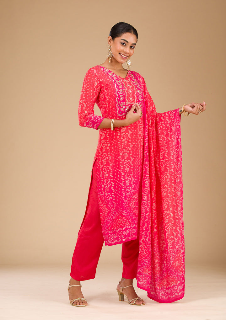 Red Zariwork Semi Crepe Readymade Salwar Suit