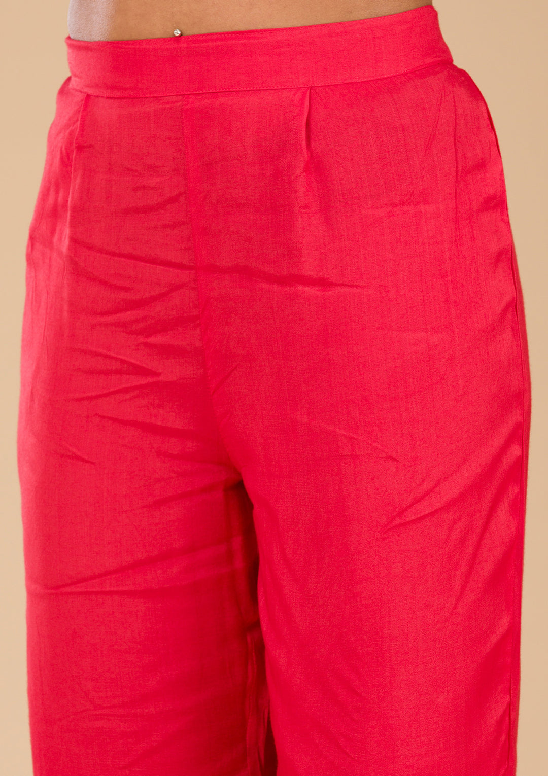 Red Zariwork Semi Crepe Readymade Salwar Suit