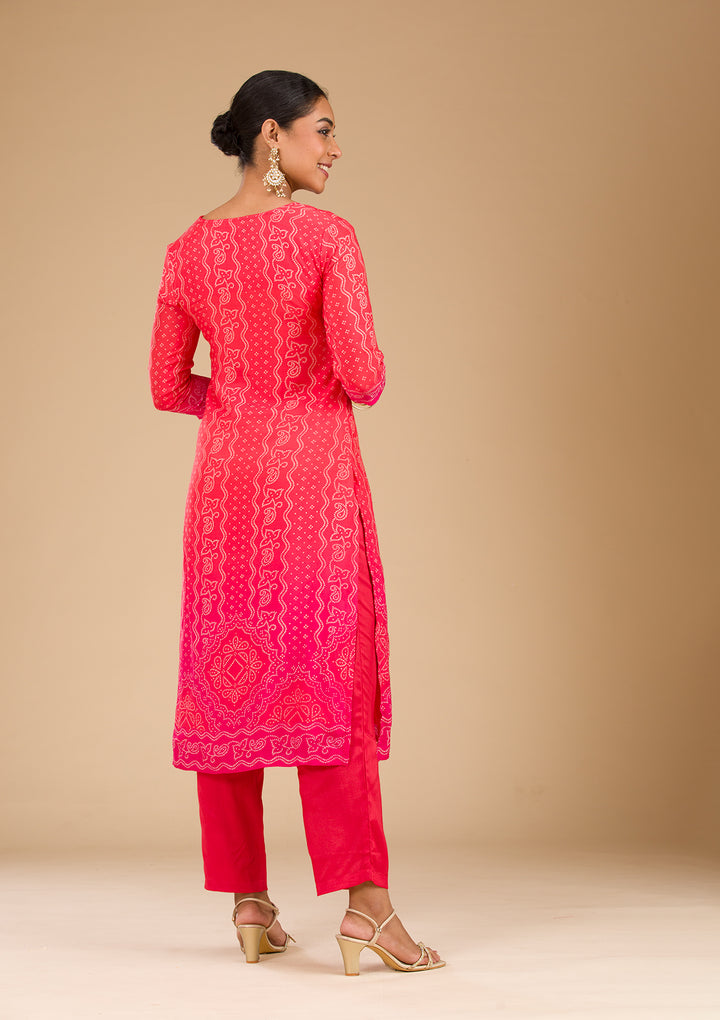 Red Zariwork Semi Crepe Readymade Salwar Suit