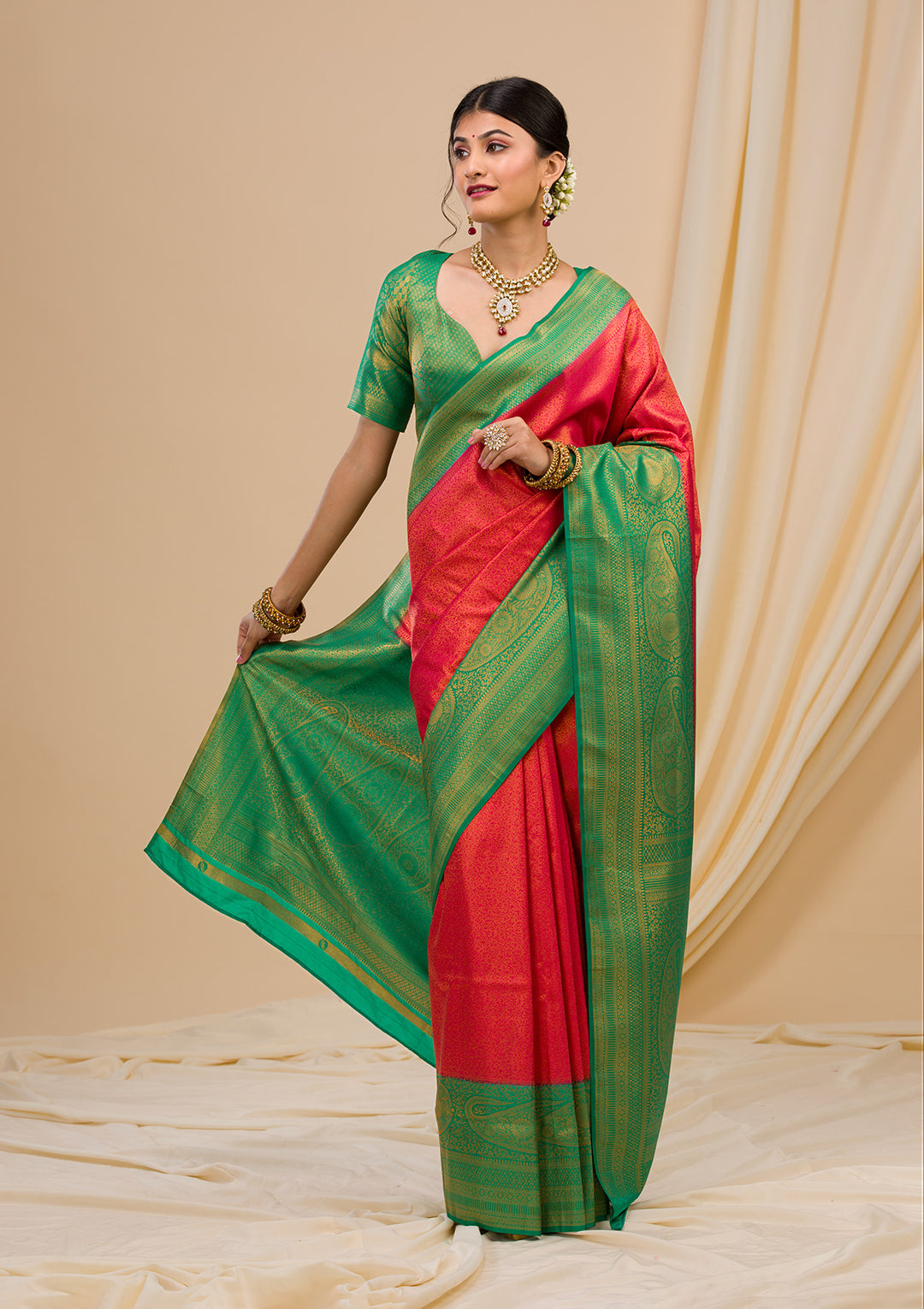 Red Zariwork Soft Silk Saree