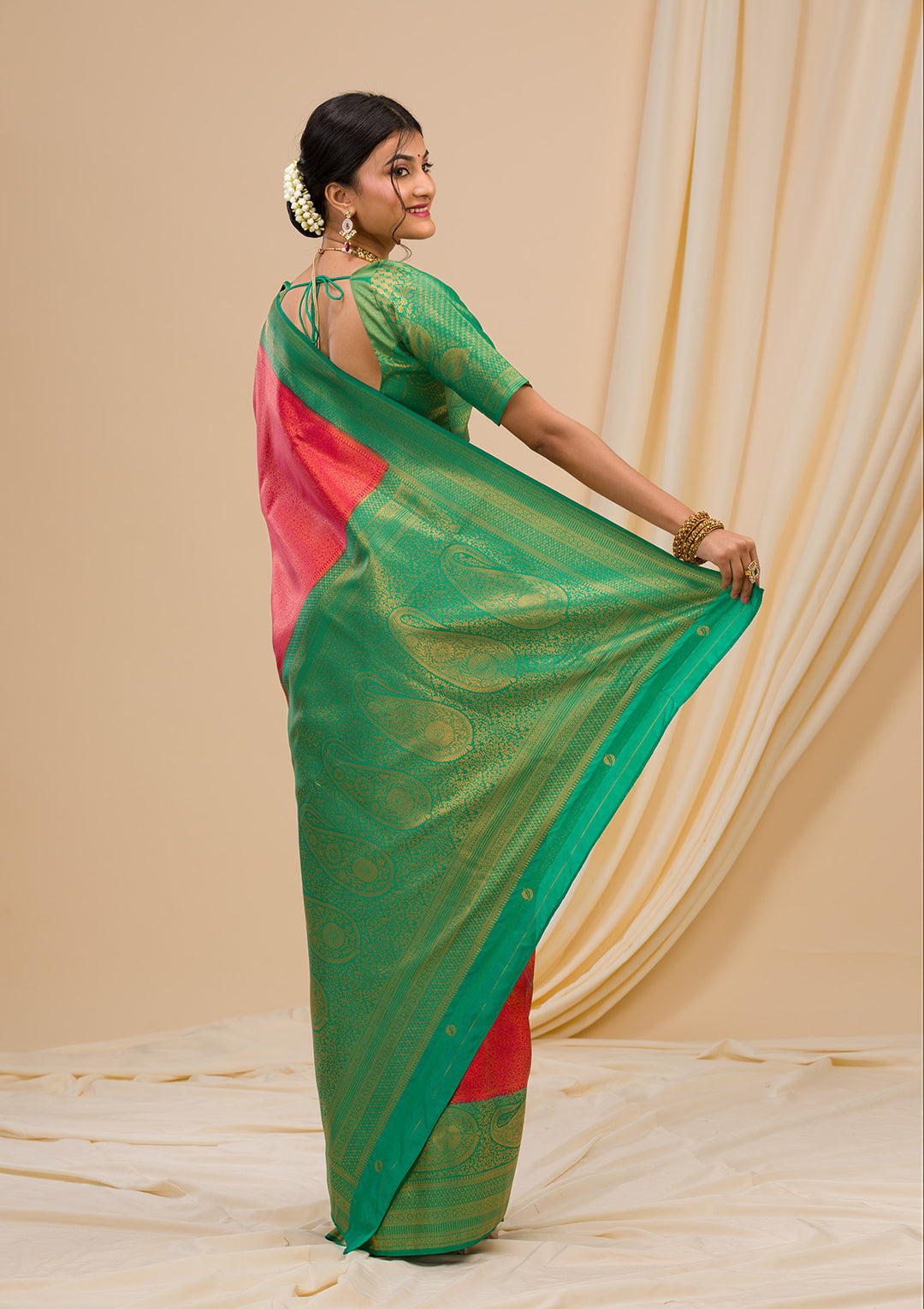 Red Zariwork Soft Silk Saree