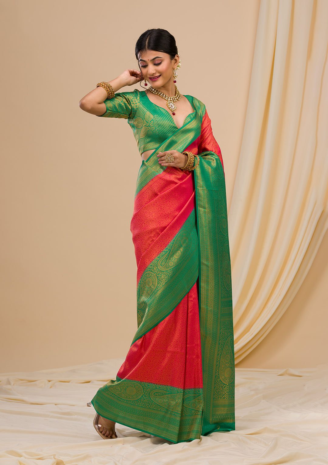 Red Zariwork Soft Silk Saree