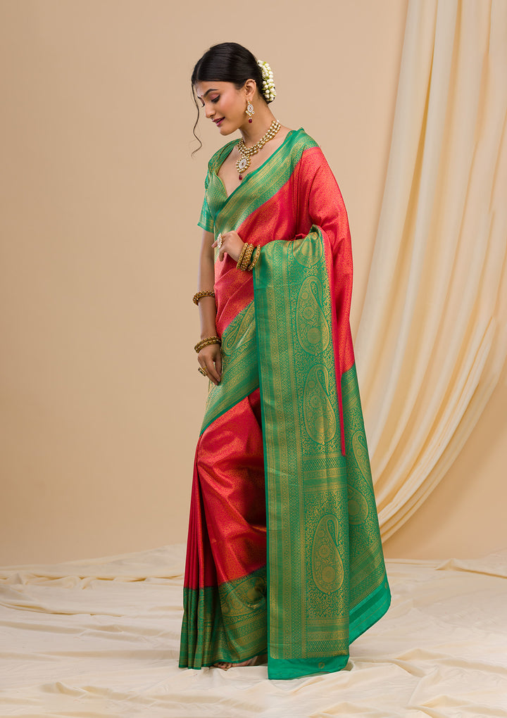Red Zariwork Soft Silk Saree