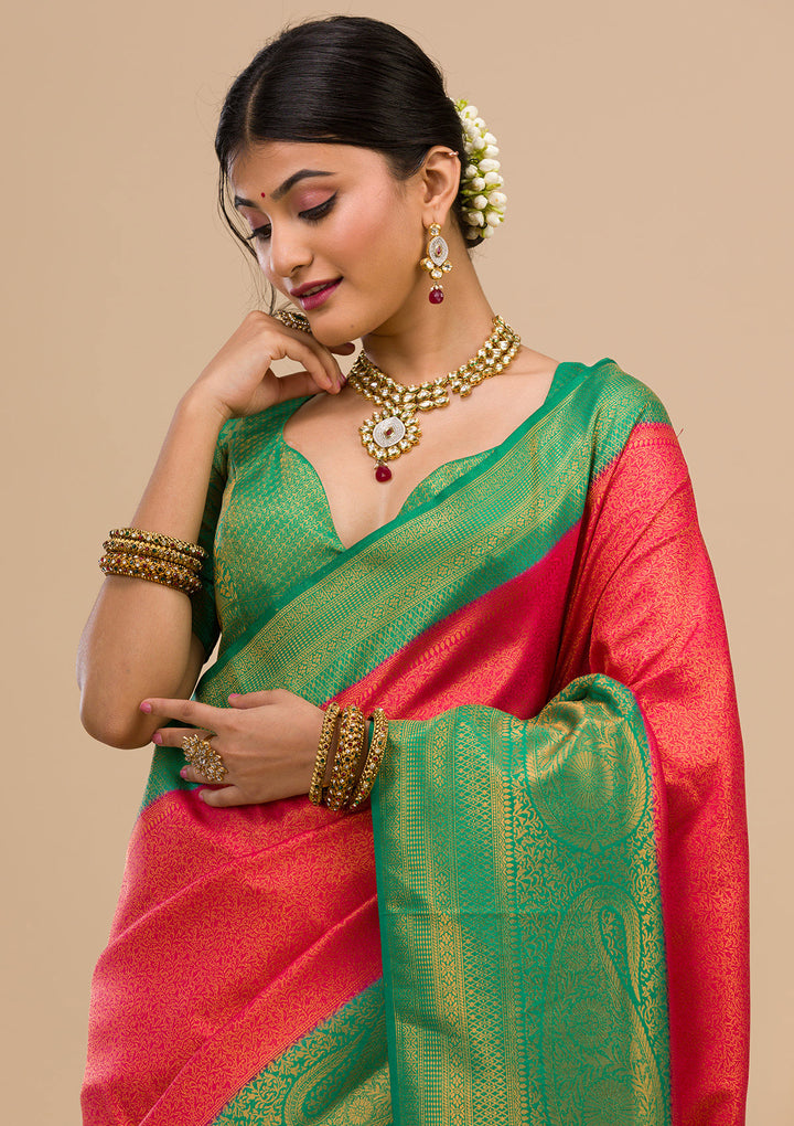 Red Zariwork Soft Silk Saree