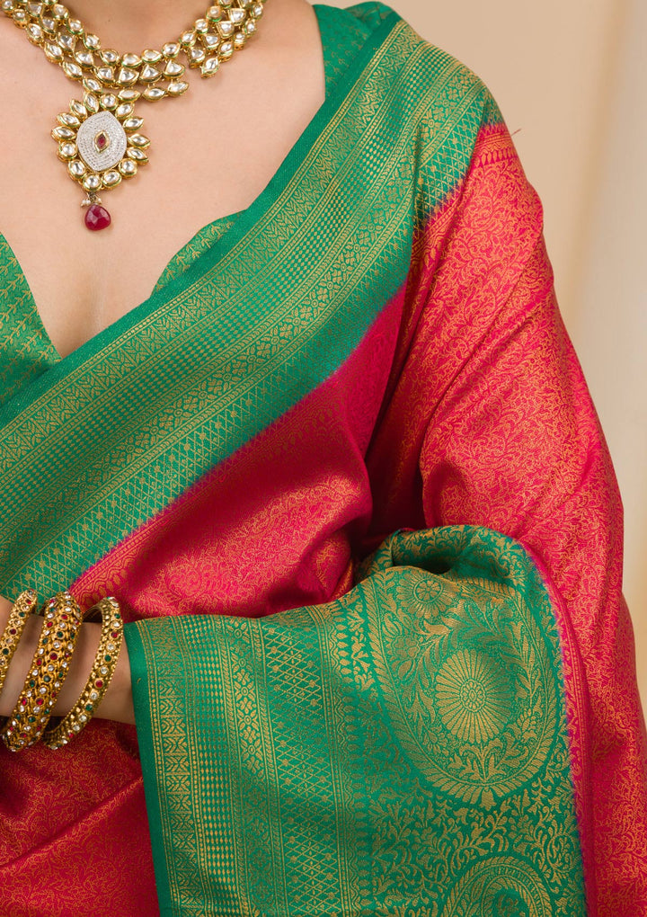 Red Zariwork Soft Silk Saree