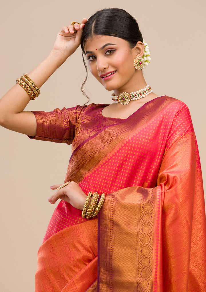 Red Zariwork Soft Silk Saree