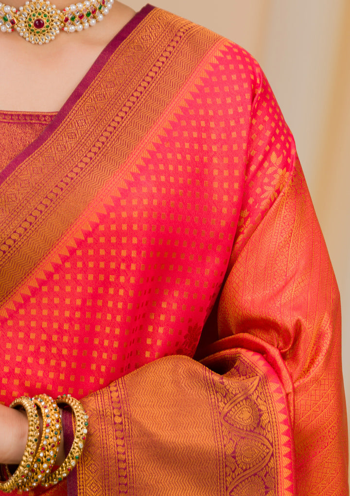 Red Zariwork Soft Silk Saree