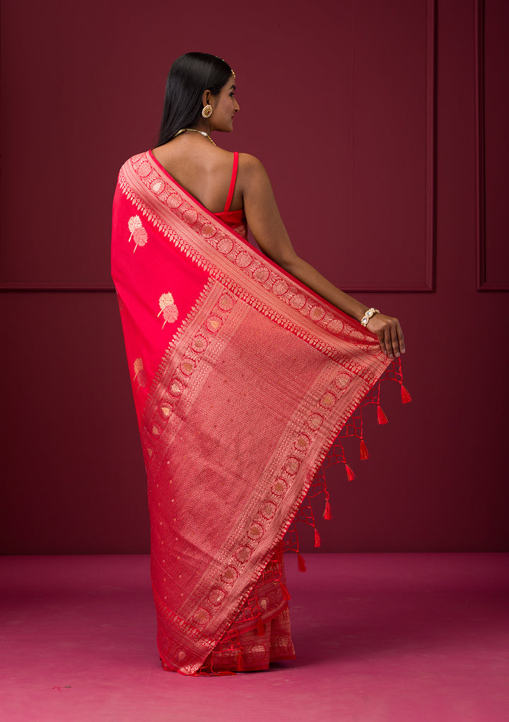 Red Zariwork Soft Silk Saree