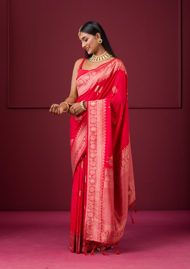 Red Zariwork Soft Silk Saree
