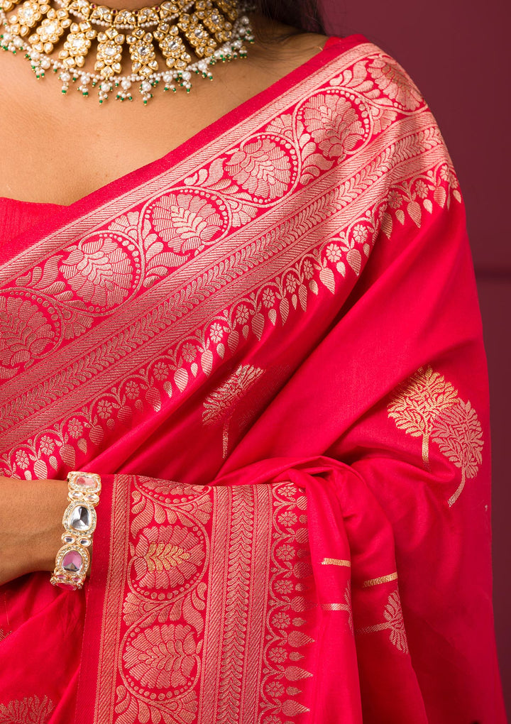 Red Zariwork Soft Silk Saree