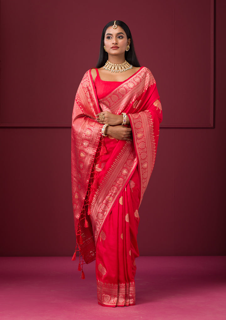 Red Zariwork Soft Silk Saree